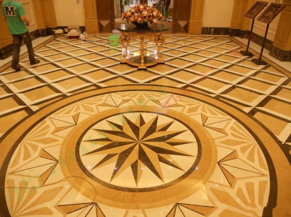 Medallones beige del piso del mármol del salón para decorativo al aire libre/interior