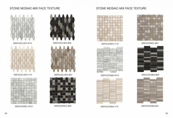 Mezcle el mosaico de mármol artificial del hexágono largo de mármol blanco de Carrara de la cara
