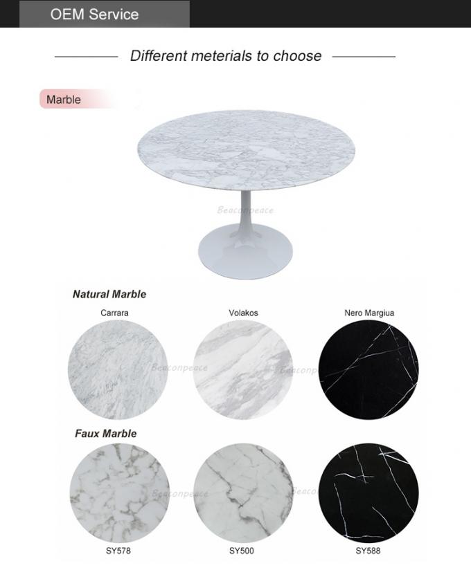 Mesa de comedor blanca del top del mármol con con base metálica para la sala de estar