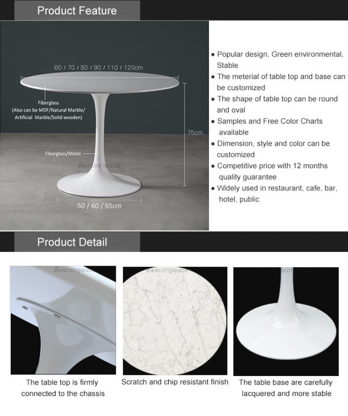 Mesa de comedor blanca del top del mármol con con base metálica para la sala de estar
