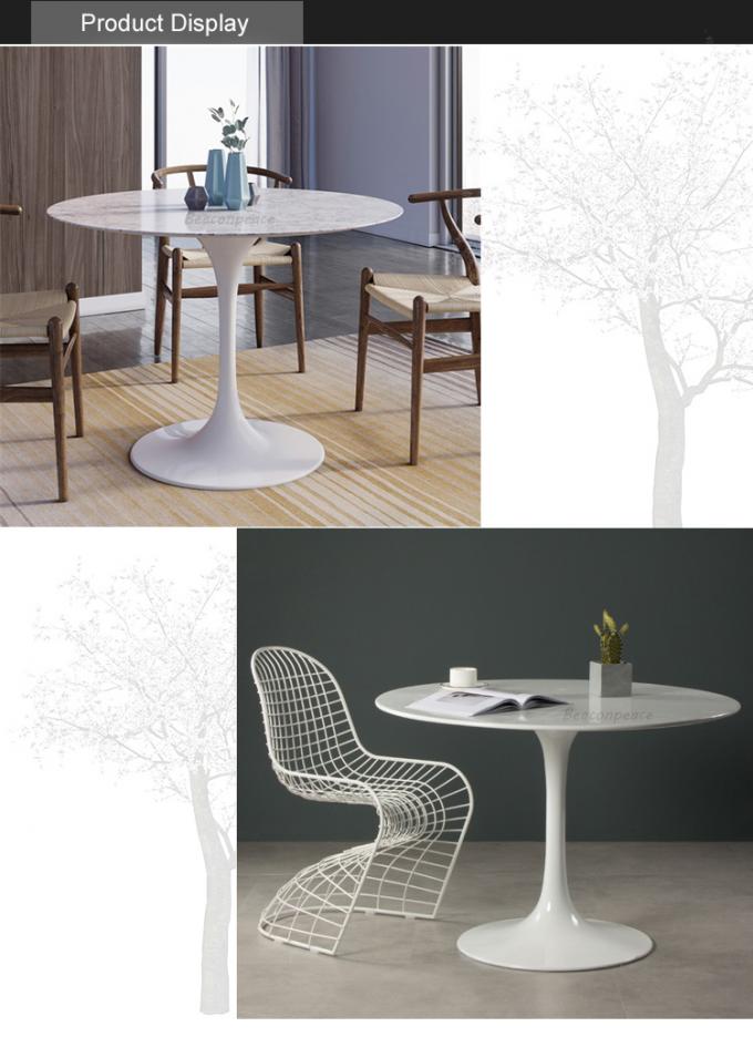 Mesa de comedor blanca del top del mármol con con base metálica para la sala de estar