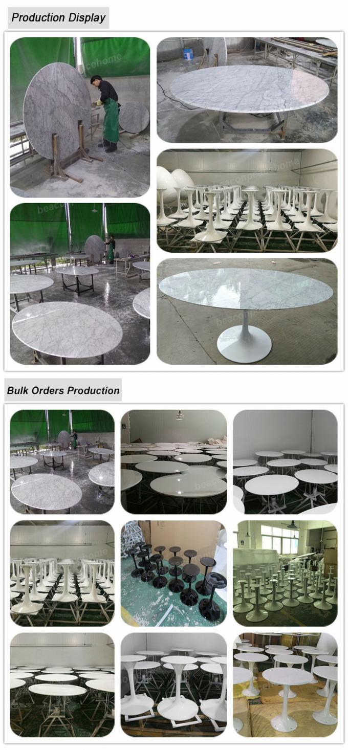 Mesa de comedor blanca del top del mármol con con base metálica para la sala de estar